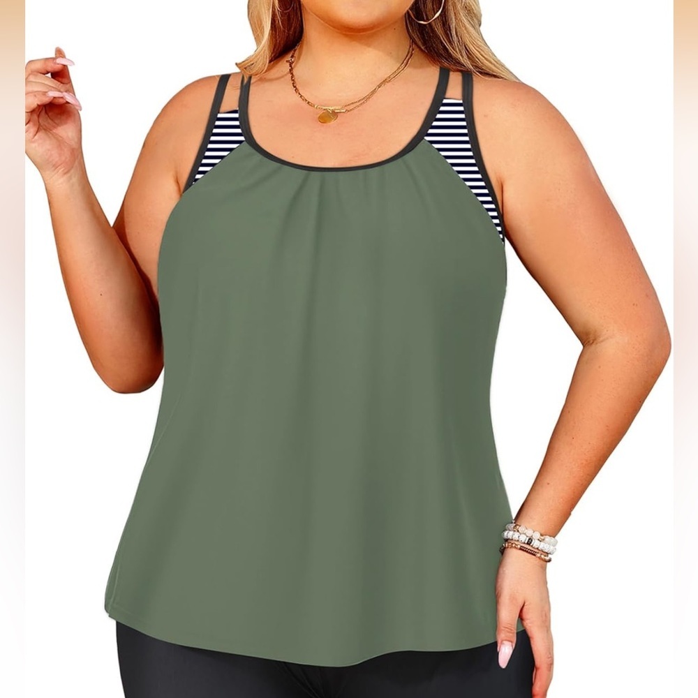 HOLIPICK Tempt Me Plus Size Tankini top 22W – Tummy Control – 2025 Swimwear